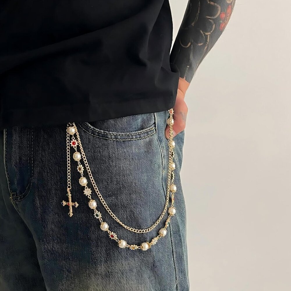 Fashionable Gold Layered Jean Pocket Chain for Men & Women - Lightweight - Picture 3 of 6